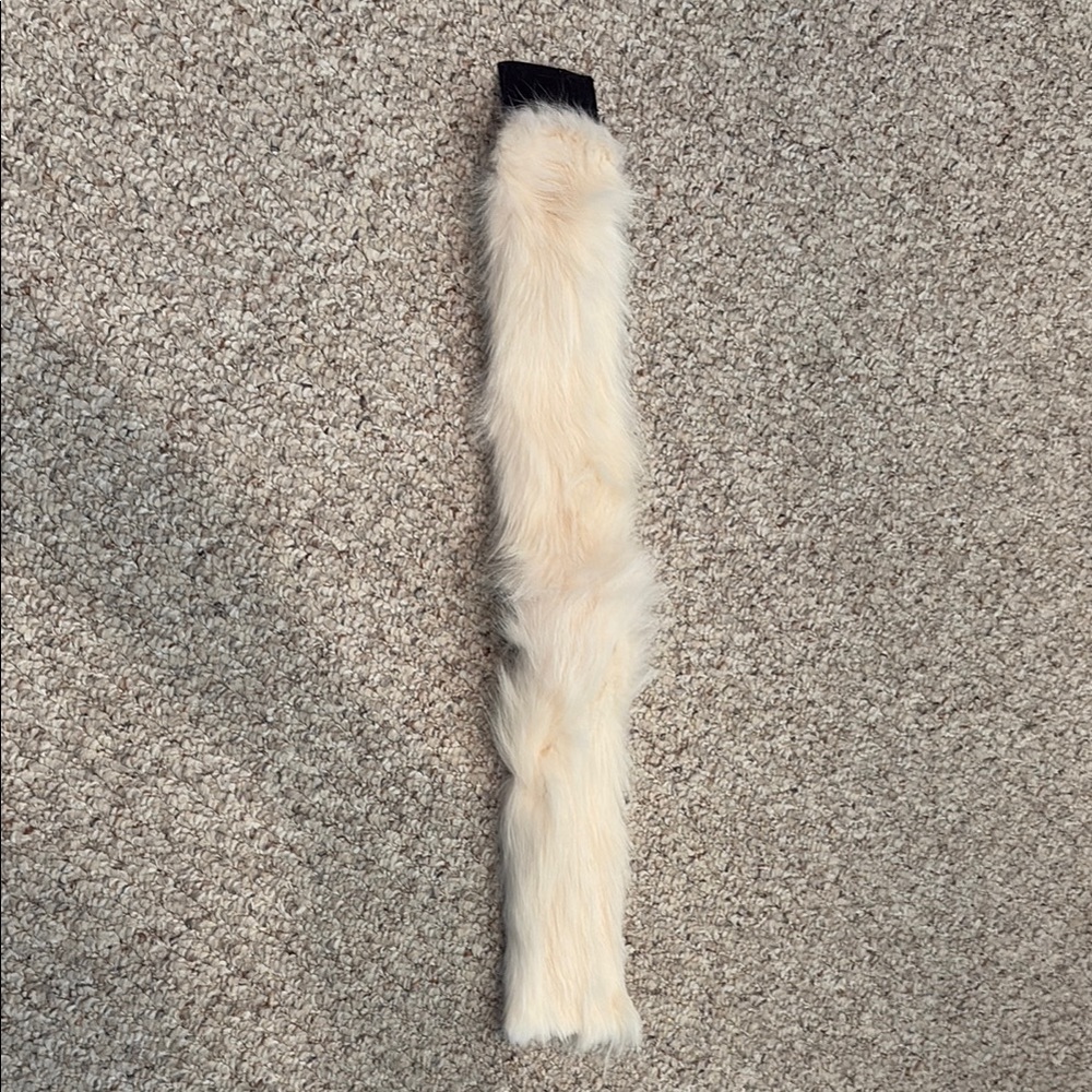Cream Faux Fur Scarf/headband with Velcro closure.